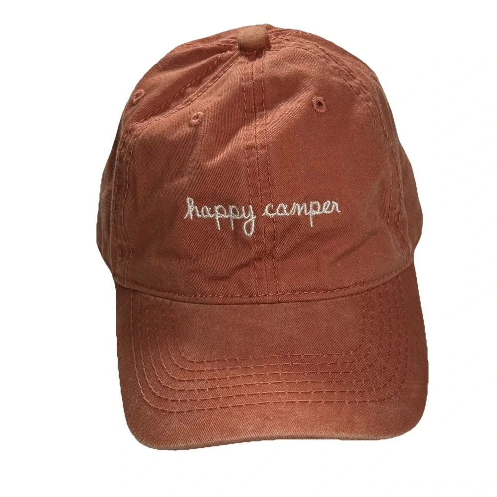 Altar'd State Happy Camper Rust Washed Cotton Twill Embroidered Dad Hat Cap
